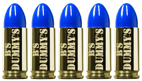 B-Unique Enterprises, Inc. B's Dry Fire Snap Caps - Dummy 9mm Luger Training Caps (5 Pack) (Blue Brass)