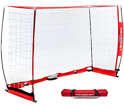 PowerNet Futsal Goal 3m x 2m | Regulation Goal Size | Portable Instant Net | Collapsible Steel Base | Durable Bow Vertical Posts | Quick Setup Easy Storage | 1 Goal+1 Zipper Carrying Bag | Full Size