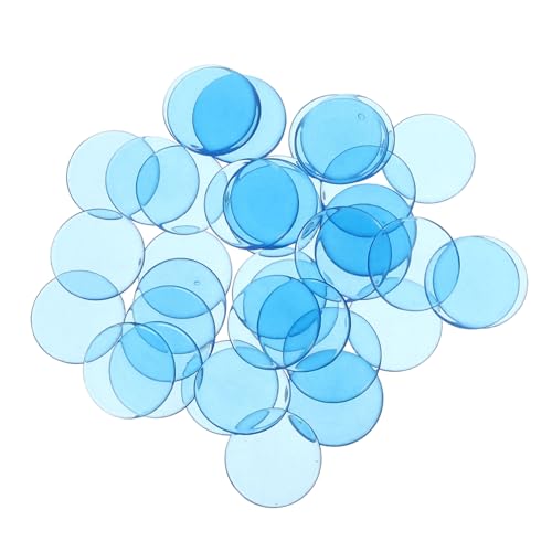 GALPADA 40Pcs Transparent Plastic Bingo Chips Markers Blue Counting Disks for Bingo Games Math Activities Smooth Surface Counters