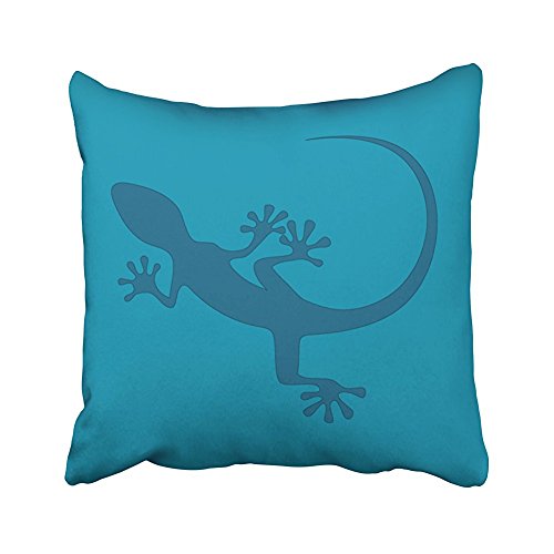 SPXUBZ Lizard Blue Lizard Geko Faraglioni Capri Italy Pillow Cover Decorative Home Decor Nice Gift Square Indoor/Outdoor Pillowcase Size: 18x18 Inch(Two Sides)