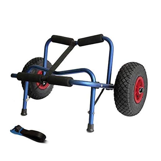 Mind and Action Universal Kayak Trolley Canoe Jon Boat Carrier Dolly Trailer Tote Trolley Transport Cart with Pneumatic Tires 200 LBS Capacity