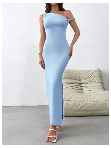 Image of Milumia Women's One Shoulder Formal Long Dress Asymmetrical Sleeveless Bodycon Cocktai Dresses