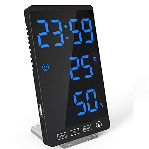 LED Digitaler Wecker, Wecker mit 4 einstellbaren Helligkeitsstufen Dimmbares Nachtlicht Schlummertemperatur für Home Kitchen Office