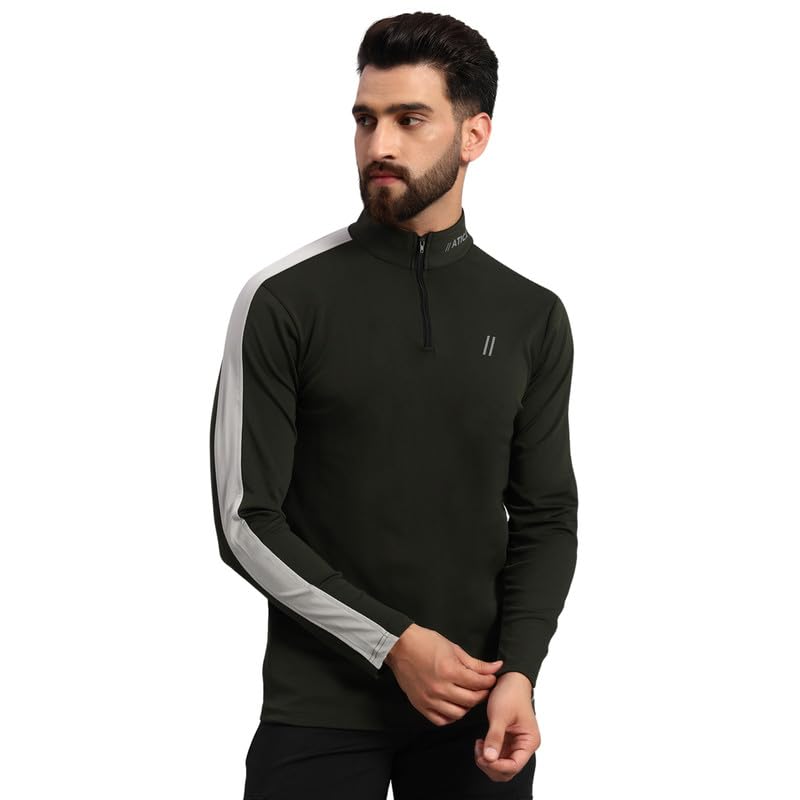 Image of ATICX Polyester Full Sleeve Compression High Turtle Neck Sports Jersey T Shirt for Men - Quick Dry Fit Gym Workout Top for Running, Swimming, Training, Cycling, Football, Badminton