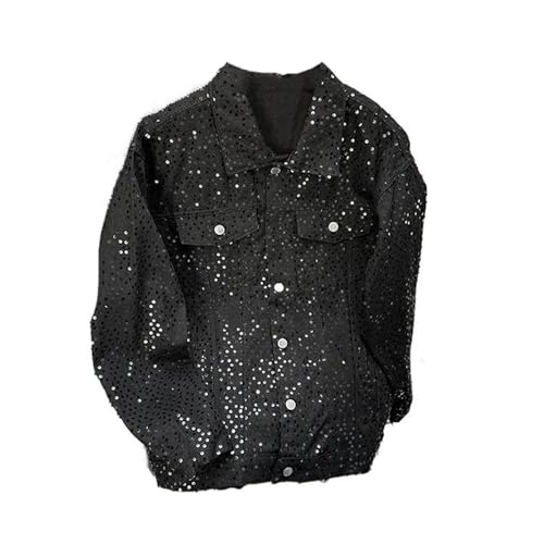 Veste en jean noire homme à paillettes la tenue de soirée chic et street