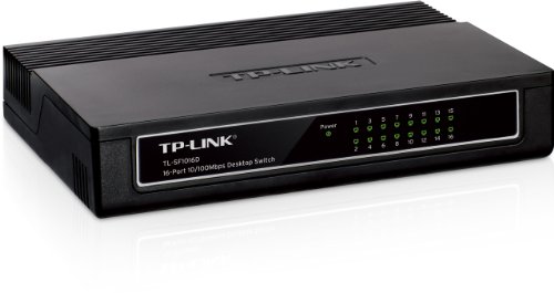 TP-Link 16 Port 10/100Mbps Fast Ethernet Switch , Desktop or Wall-Mounting , Plastic Case Ethernet Splitter , Unshielded Network Switch , Plug and Play , Fanless Quiet , Unmanaged (TL-SF1016D)