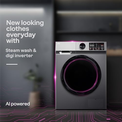 Image of Godrej 9 Kg 5 Star, 4 Years Comprehensive Warranty, AI Powered, Steam Wash, Pause The Cycle, Digi Inverter Fully Automatic Front Load Washing Machine (WFEON CEL 9014 IEBT SLSR, Silver Stream)