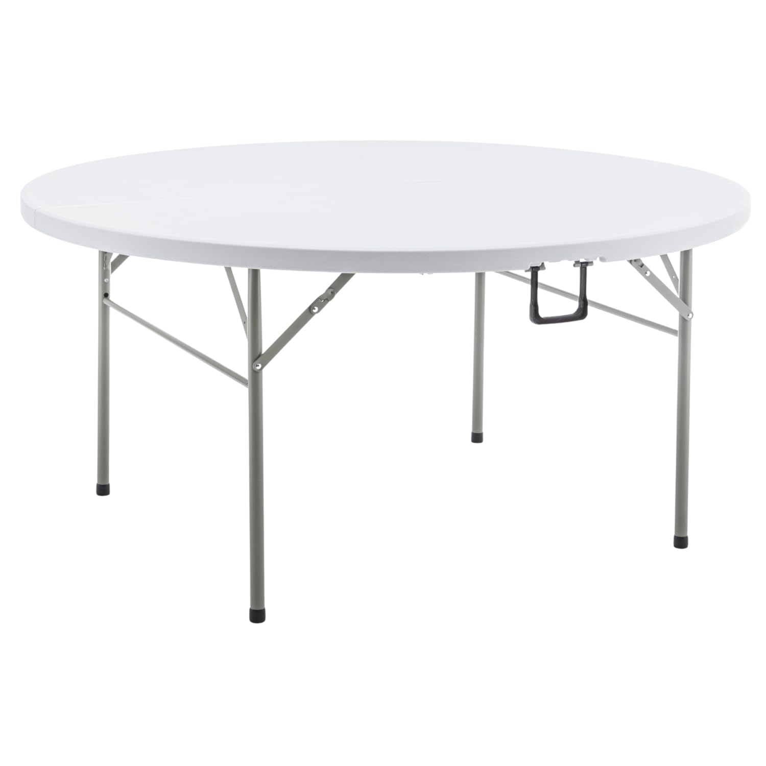 BTEXPERT White 5 Ft 60inch Round Plastic Folding Table Commercial Portable Indoor Outdoor Accessory for Patio Backyard Dining Wedding Party Events Home Kitchen