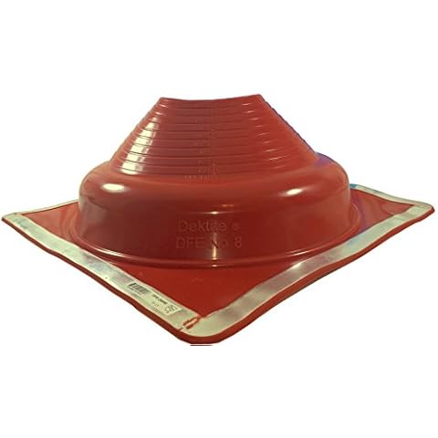 Dektite Premium #8 Red Silicone Metal Roof Pipe Flashing, High Temp, Square Base, Pipe Sizes 7" to 13" Cover