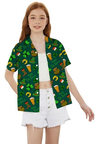 Image of Betusline Girls' and Womens' Hawaiian Shirt Blouse Button Down Beach Shirts