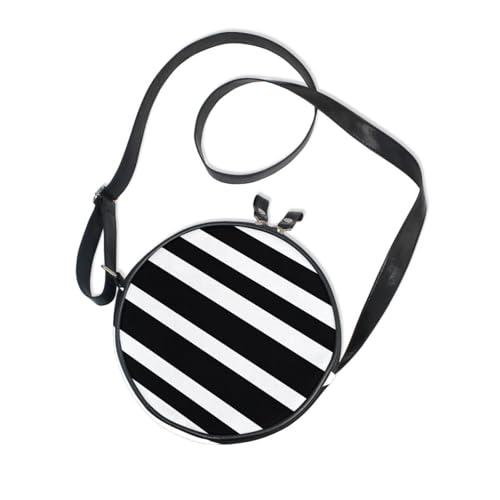 Round Crossbody Bag Small Circle Purse Zip Handbag for Women