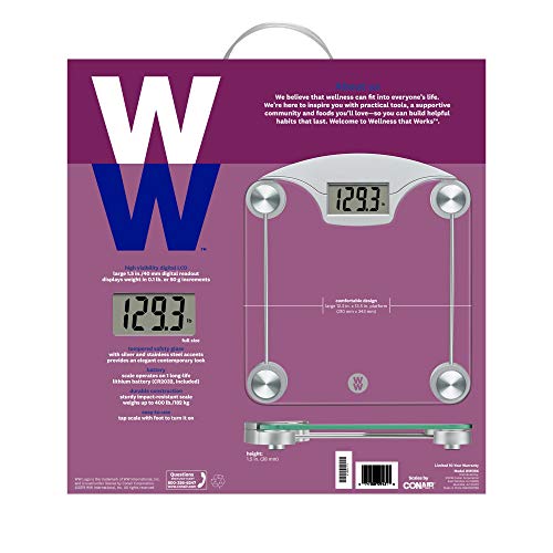 Ww Scales By Conair Digital Glass Weight Scale With Contemporary Silver Finish Bathroom Scale, 400 Lbs. Capacity #TOP7