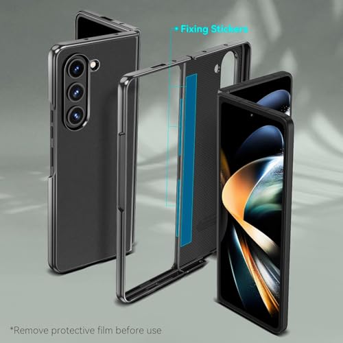 Image of TechTrendz Anti Slip Protective Leather Back Cover with Electroplated Frame Compatible for Samsung Galaxy Z Fold 6 5G - (Black)