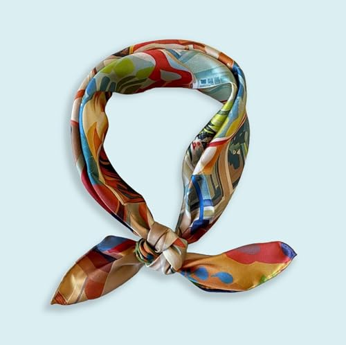 100% Silk Square Scarf - Dachshund 27x27"/70x70cm, Mulberry Twill Silk Bandana with Hand-rolled Edges, Fauvism Style Art, Gift for her & him4