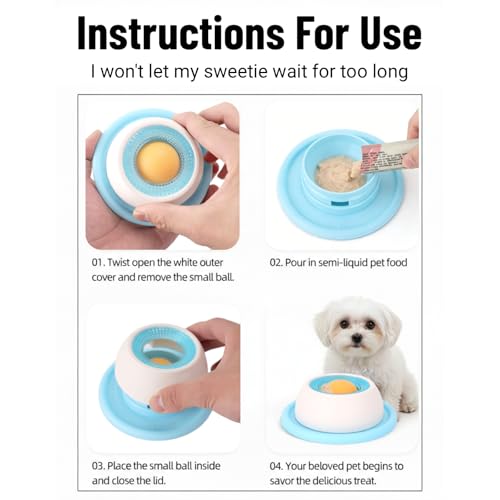 Schleckball Hund Katze, Lick Bowl Leckball für Hunde, Leckspielzeug Lick Sphere, Schleckkugel Schleck Ball Hund, Leckkugel Slow Feeder Dog Toys (Blau)