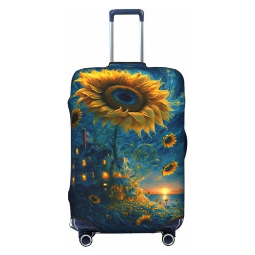 Sunflower Castle Starry Sky Luggage Cover Protector Anti-Scratch Washable Fits 18-32 Inch Luggage-Small