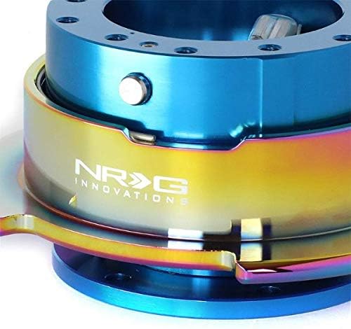 NRG (SRK-250BL-MC) Blue Body/Neo Chrome Ring Gen 2.5 Steering Wheel Quick Release+Blind Spot Mirrors