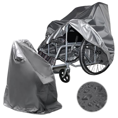 WIYETY Funda impermeable para silla de ruedas, funda protectora para silla de ruedas, funda protectora solar para silla de ruedas, protección contra la lluvia para silla de ruedas, funda Oxford (gris