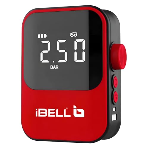 iBELL PT17-93 Cordless Tyre Inflator | 150 PSI Air Pump for Car, Bike, Balls & Balloons | Digital Display, 2000mAh Rechargeable Battery, Auto Shut-Off, LED Light & Multi-Nozzle