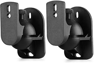 TNP Universal Satellite Speaker Wall Mount Bracket Ceiling Mount Clamp with Adjustable Swivel and Tilt Angle Rotation For Home Theater Surround Sound System Satellite Speakers - 1 Pair Set of 2, Black