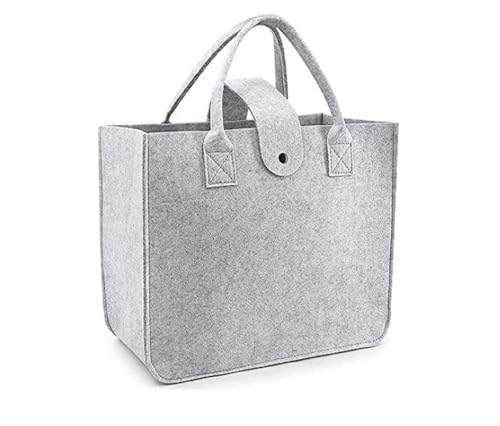 Image of Felt Fabric Reusable Shopping Bag with Handle & Button Closure for Grocery, School, Beach, Travel, Study, Gym, Gifts | Size - 30x34.5x17.8cm