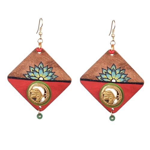 Image of Handcrafted Tribal Wooden Earrings Collection for Women - Butterfly, Princess & Modern Geometric Statement Designs