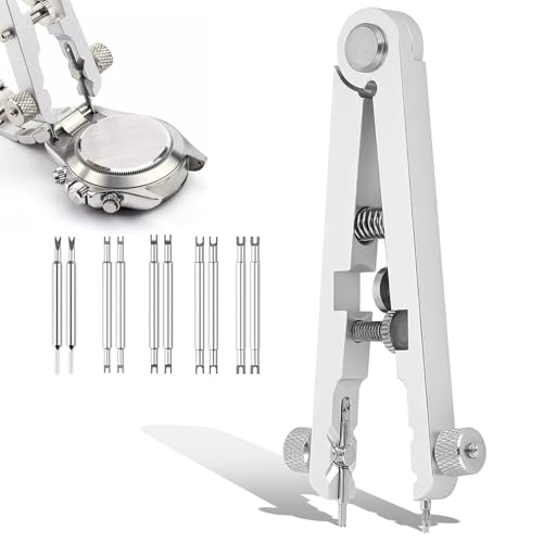 Image of Watch Spring Plier Tool Kit Watch Band Pliers with 10 Tips Pin Bar Tweezers Tool for Disassembling and Replacing Watch Wristbands (Silver)