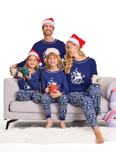 Ekouaer Matching Family Sets Christmas Pajamas Set Xmas PJS Sleepwear Soft Christmas Matching Jammies