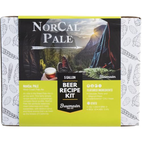Brewmaster NorCal West Coast Pale Ale Beer Recipe Kit, 5 Gallon Premium Homebrewing Extract Kit, BMKIT111