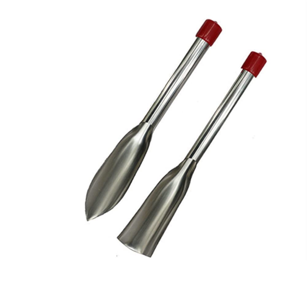 LOEASE Stainless Steel Metal Leaf-Shaped Garden Trowel Heavy Duty Manual Tool for Potting Digging Transplanting Planting Weeding (Size : 2sets(Shaped*1 and Flat*1))