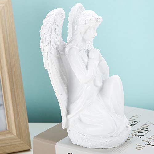 Estatua Ángel Guardián Yangmei Resina Blanca Decoración miniatura 3