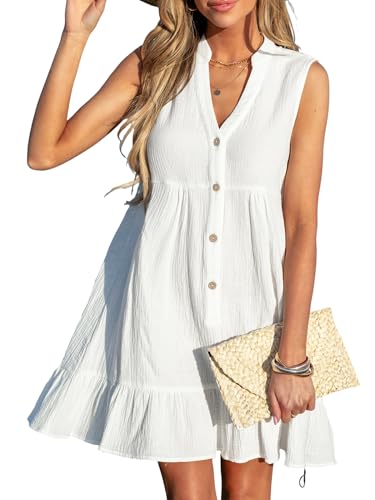 CUPSHE Women Swimsuit Coverup 100% Cotton Ruffle Hem Beach Cover Up Dresses