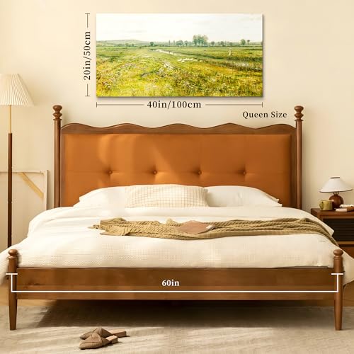 crmotu Landscape Wall Art, Country Wall Art, Large Wall Decor, Stream Meadow Canvas Painting Art Prints, Rustic Green Scenery Pictures for Living Room Bathroom Bedroom Kitchen 20"X40"