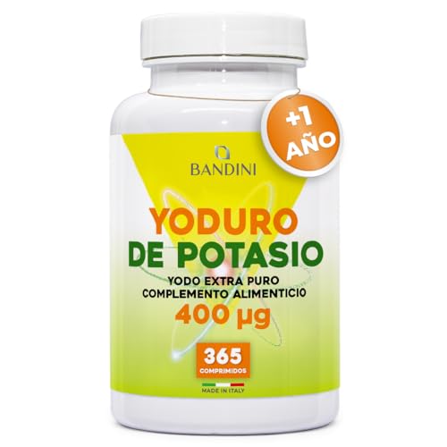 Bandini® Yodo Suplemento 400 mcg - 365 Tabletas Veganas de Alta Potencia - Yoduro de Potasio 400µg por Comprimido - Suministro para más de 1 año - Alta Biodisponibilidad - Sin Gluten, OGM y Alérgenos