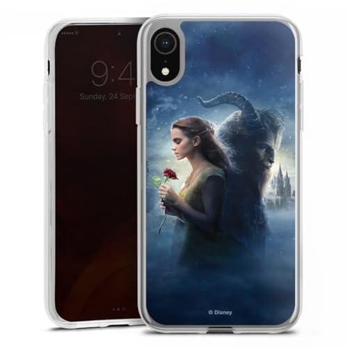 Custodia di silicone compatibile con Apple iPhone Xr trasparente Cover per smartphone La bella e la bestia Principessa Disney Prodotto ufficiale su licenza