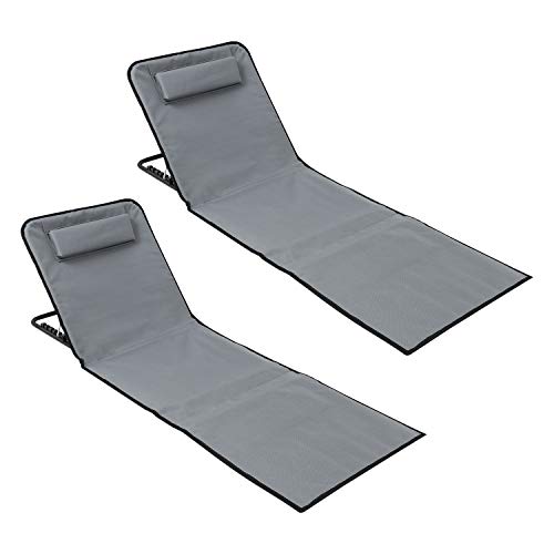 Amopatio 2er Set Strandmatte Klappbar - Faltbare Sonnenliege Mit Verstellbarer Lehne, Anthrazit