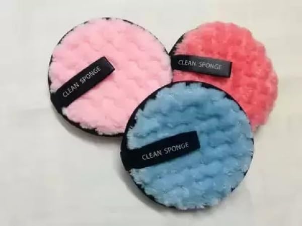 Makeup Remover Pads Face Cleaning Soft Cotton Rounds Sponge Multicolor-image-7