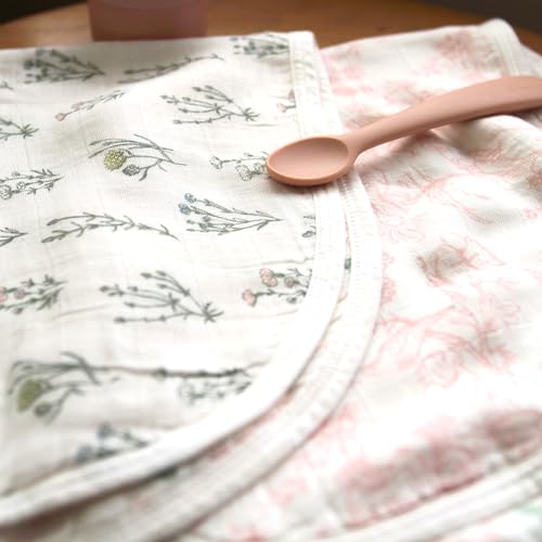 aden + anais Silky Soft Bamboo Viscose Burpy Bib – Multi-Use, Absorbent 4-Layer Burp Cloth and Full-Coverage Snap-Closure Baby Bib in One, 22.5” X 11”, 2-Pack, French Floral4