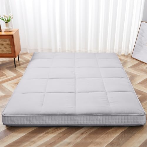 Meulbaty 200 x 100 cm Futonmatratze – Extra Dicke, Faltbare japanische Bodenmatratze – Memory Foam-Isomatte für Erwachsene – Tatami-Matte, geeignet für Camping und Gäste – Grau (10 cm)