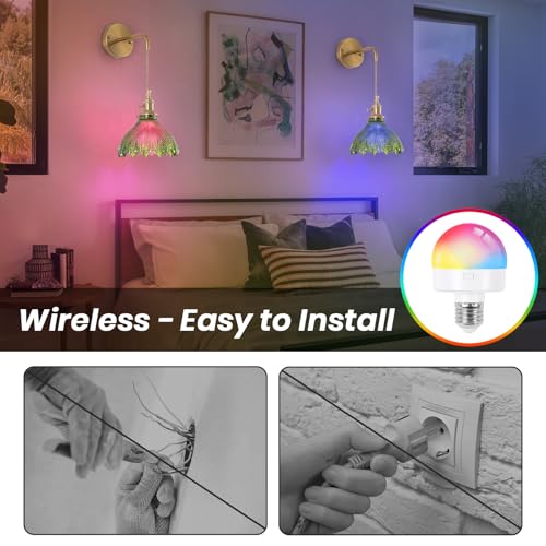 Image of Battery Operated Wall Sconce Set of 2, Rechargeable Battery-Powered Wall Light with Green Glass Lampshade,Wireless Indoor Wall Lamp with Remote Control for Living Room Bedroom