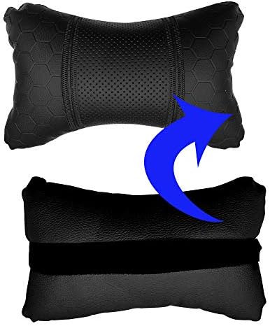 AutoKraftz Car Seat Neck Rest Leather Cushion Pillow for Maruti Suzuki Baleno (Black)
