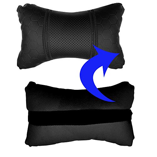 AutoKraftz Car Seat Neck Rest Leather Cushion Pillow for Maruti Suzuki Baleno (Black)