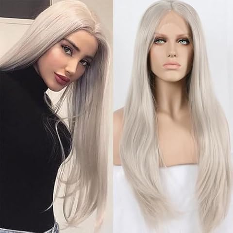 Xiweiya Platinum Grey Lace Front Wig Cover