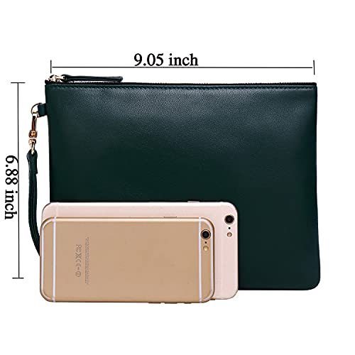 Image of DORIS&JACKY Lambskin Leather Wristlet Clutch Purse Women Large Phone Wallet