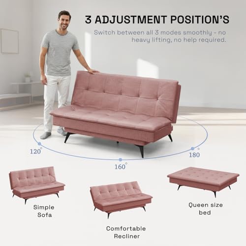 Image of Wakefit Flexia Sofa Cum Bed - Three Seater - Reflection Series Rose Brown
