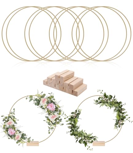 8 Stück 20cm Metallringe zum Basteln, Gold mit Holzständer mit Fuß,...