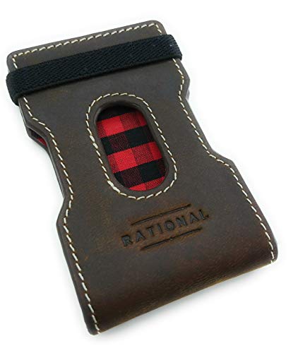 RFID Front Pocket Slim Wallets for Men Genuine Leather Minimalist Credit Card Holder - The Engineer in Brown