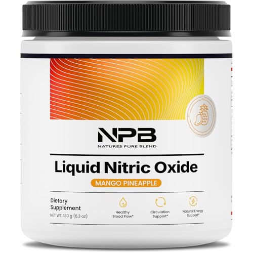 Image of Nature's Pure Blend Liquid Nitric Oxide Supplements - L-Arginine Powder - Nitric Oxide Booster & Circulation Supplement - Blood Flow Support, L Arginine and L Citrulline - 5000MG (Mango Pineapple)