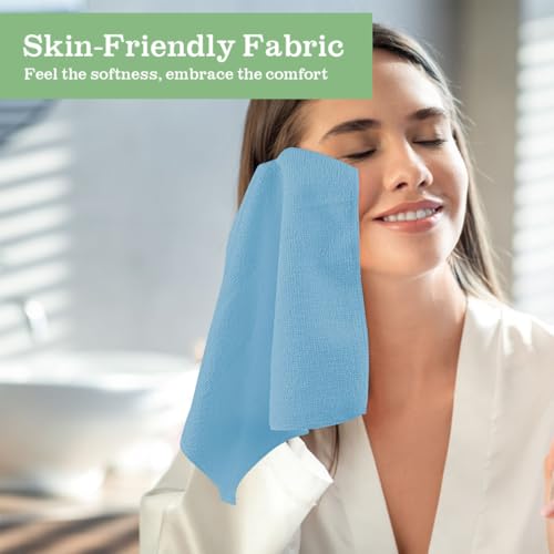 Image of UNIMADE Washcloths - 20 Pack - Face Towels (12 inch x 12 inch), Highly Soft Wash Cloths and Hand Towels, Fast Drying Multi-Purpose Microfiber Cleansing Cloths for Bathroom, Hotel, Spa, and Salon - Blue