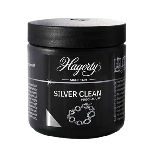 Hagerty Silver Clean Schmucktauchbad für Silberschmuck und versilbertem Schmuck 170ml I Effektiver Schmuckreiniger I Silberschmuck-Reinigungsbad für erneuerten Glanz I mit Kor